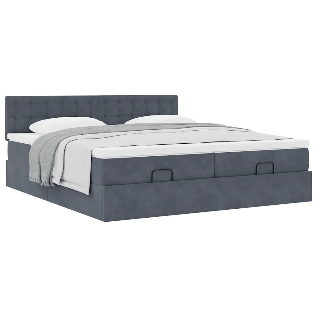 vidaXL Struttura Letto Pouf con Materassi 180x200 cm Velluto