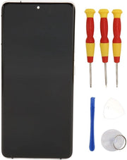 Schermvervanging OLED Touchscreen - Digitizer Montage con Frame - Rilevamento delle impronte digitali - Kit di accessori - Argento - Compatibile con S21 Ultra 5G - Display