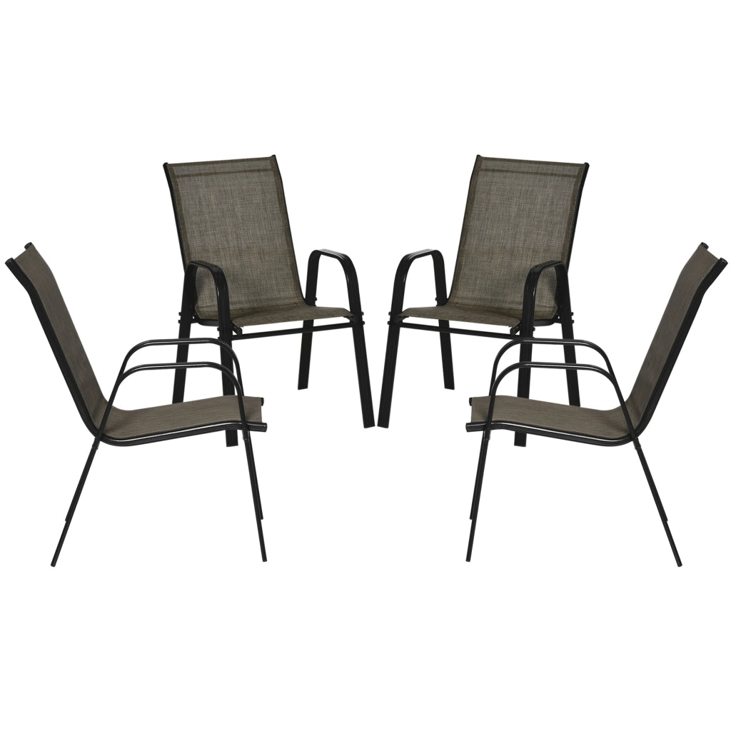 Sedie da Giardino Set 4 Pezzi in Metallo e Tessuto ¨C zephmum ¨C Marrone