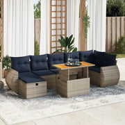 Set Divano da Giardino 8pz con Cuscini Grigio Polyrattan Acacia 3328069