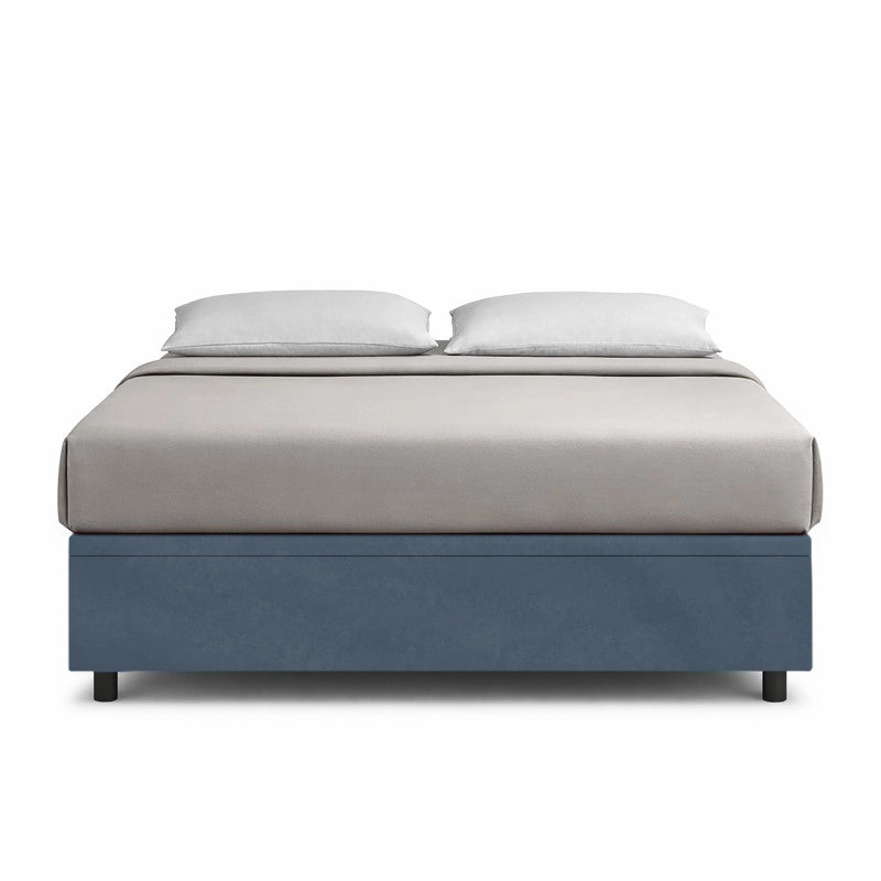 Letto imbottito Letto Matrimoniale alla Francese 140x200 cm BoxMax - Contenitore,Microfibra,Blu