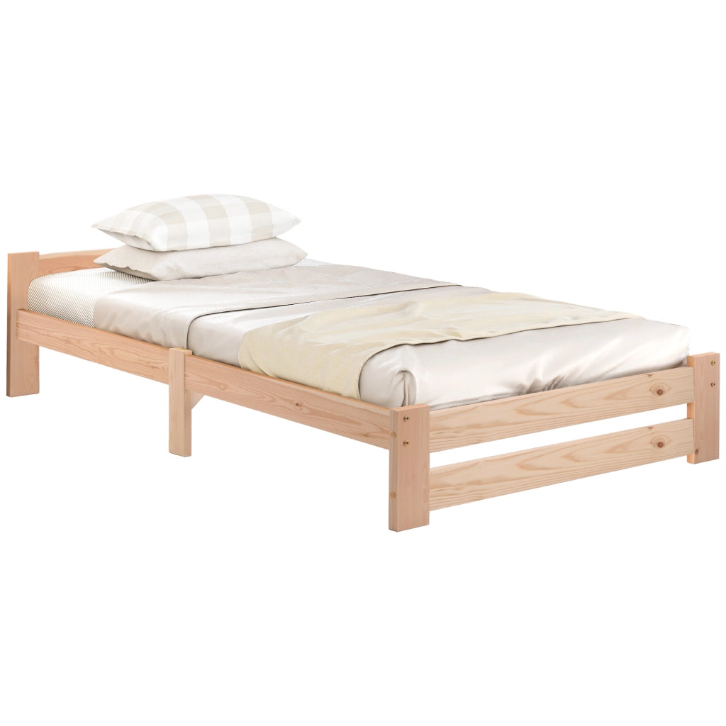 Letto in Legno Massello con Testiera e Doghe ¨C MINIMAL ¨C 90x200 Naturale