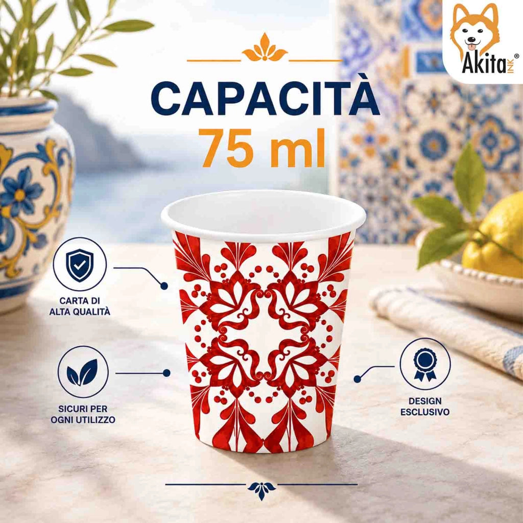 Akitaink 2000 Bicchierini Caffe' 75ml Biodegradabili Maiolica