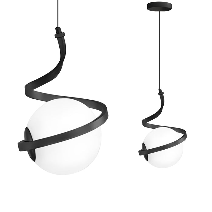 Lampada A Sospensione A Spirale Con Sfera In Vetro APP1732-1CP Black