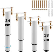 Sostegni per mobili - Altezza regolabile 18-34 cm - Robusti e duraturi - Bianchi - Sostegni per letti e poltrone - Adatti per mobili in legno.