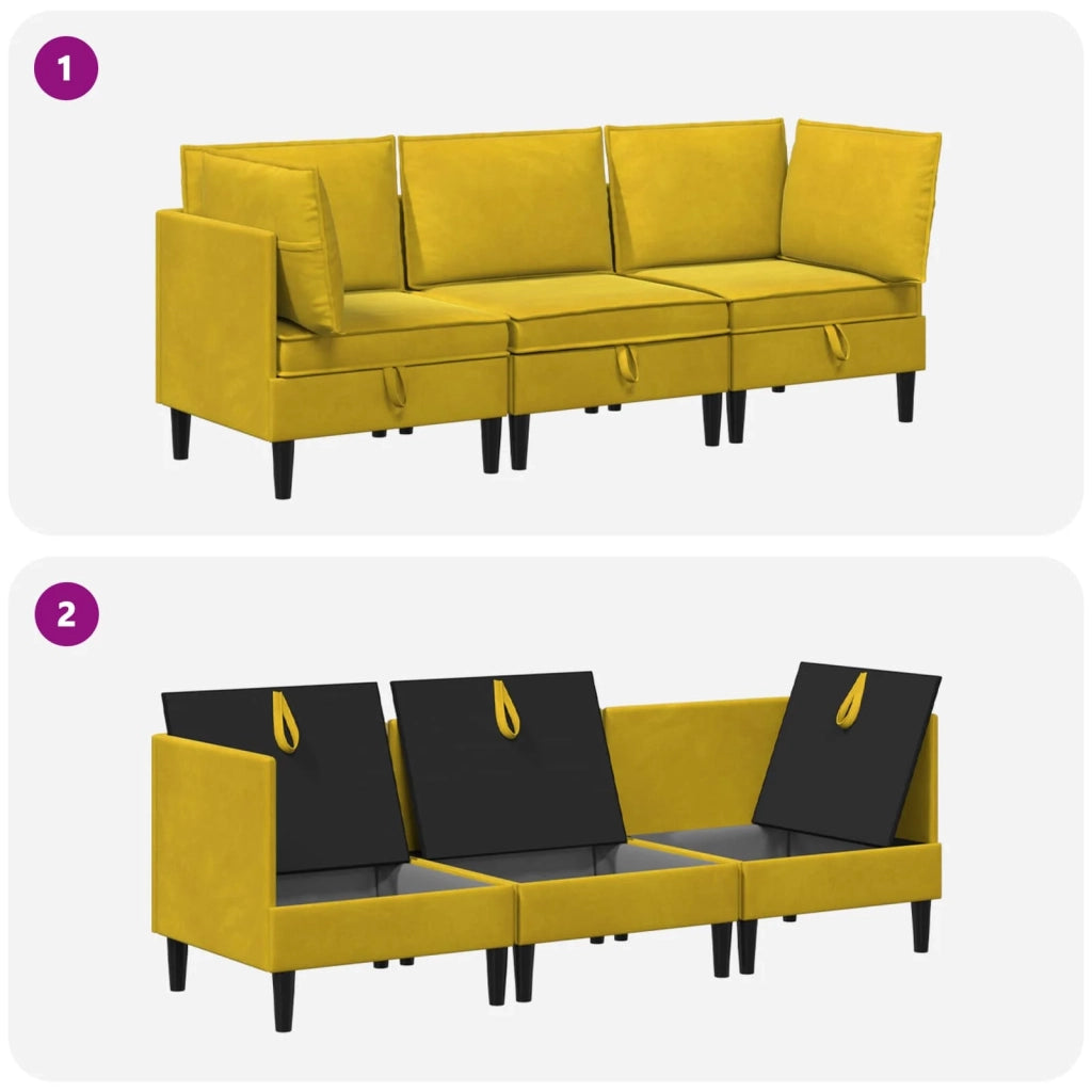 Set di mobili per il soggiorno con cuscino 3 pcs Giallo Velluto 3413758
