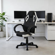 Sedia gaming ergonomica regolabile con poggiatesta nero/bianco
