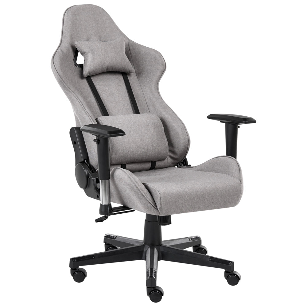 Sedia da ufficio ergonomica in tessuto con braccioli regolabili di colore grigio chiaro poltrona gaming stile moderno