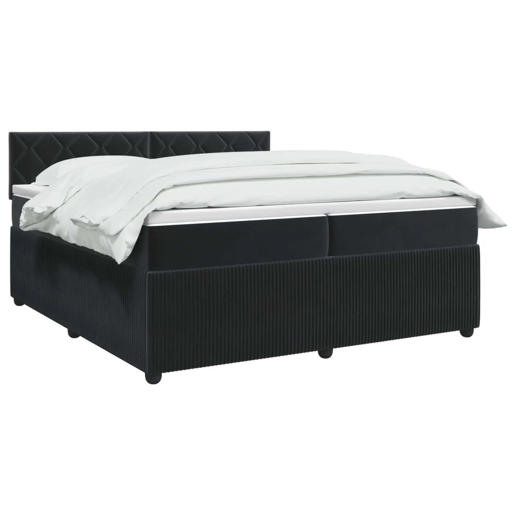 Letto box spring con materasso Nero 200 x 200 cm Velluto 3451753