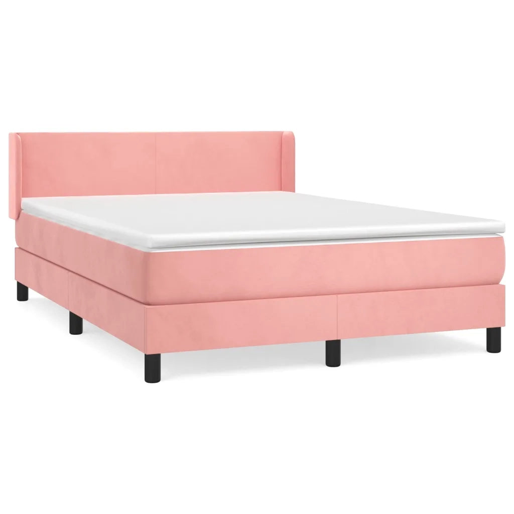Giroletto a Molle con Materasso Rosa 140x190 cm in Velluto 3130840