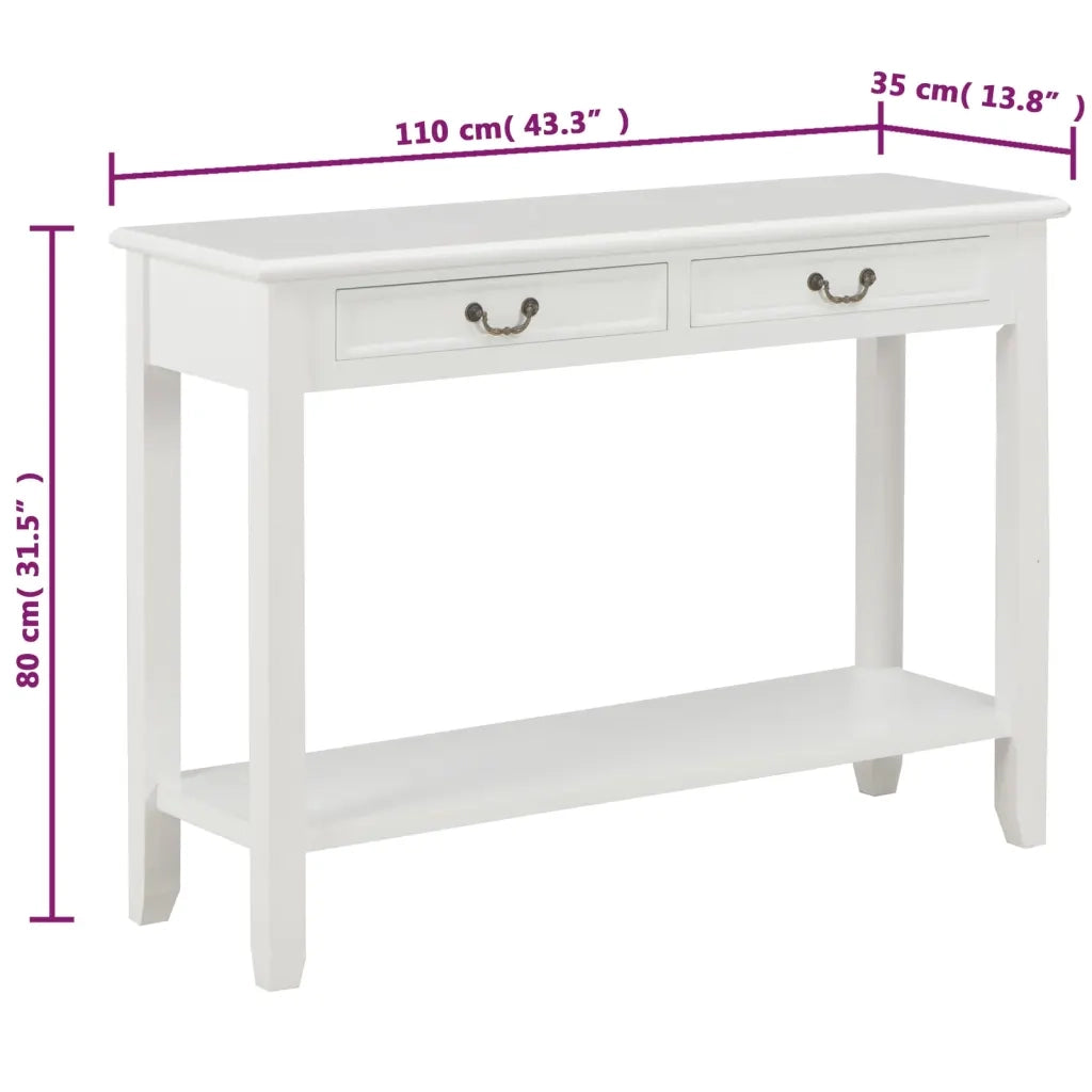 Tavolo Consolle | Tavolo d'Ingresso Bianco 110x35x80 cm in Legno