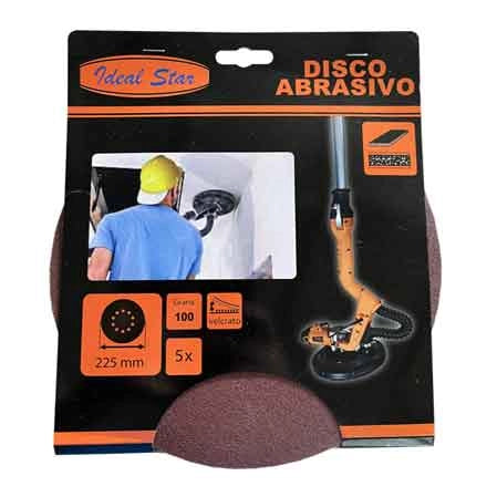 DISCO ABRASIVO VELCRATO PER LEVIGATRICE IDEAL STAR Ø 225 Grana 240 - Conf. 5 pezzi - IDEAL STAR