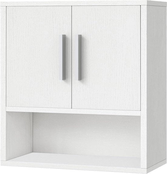 Cassa di magazzino da appendere per bagno - Mediciniera - Cassetta di toilette appeso 38 x 18 x 41 cm - Pannello regolabile - Bianco EWT18CW01