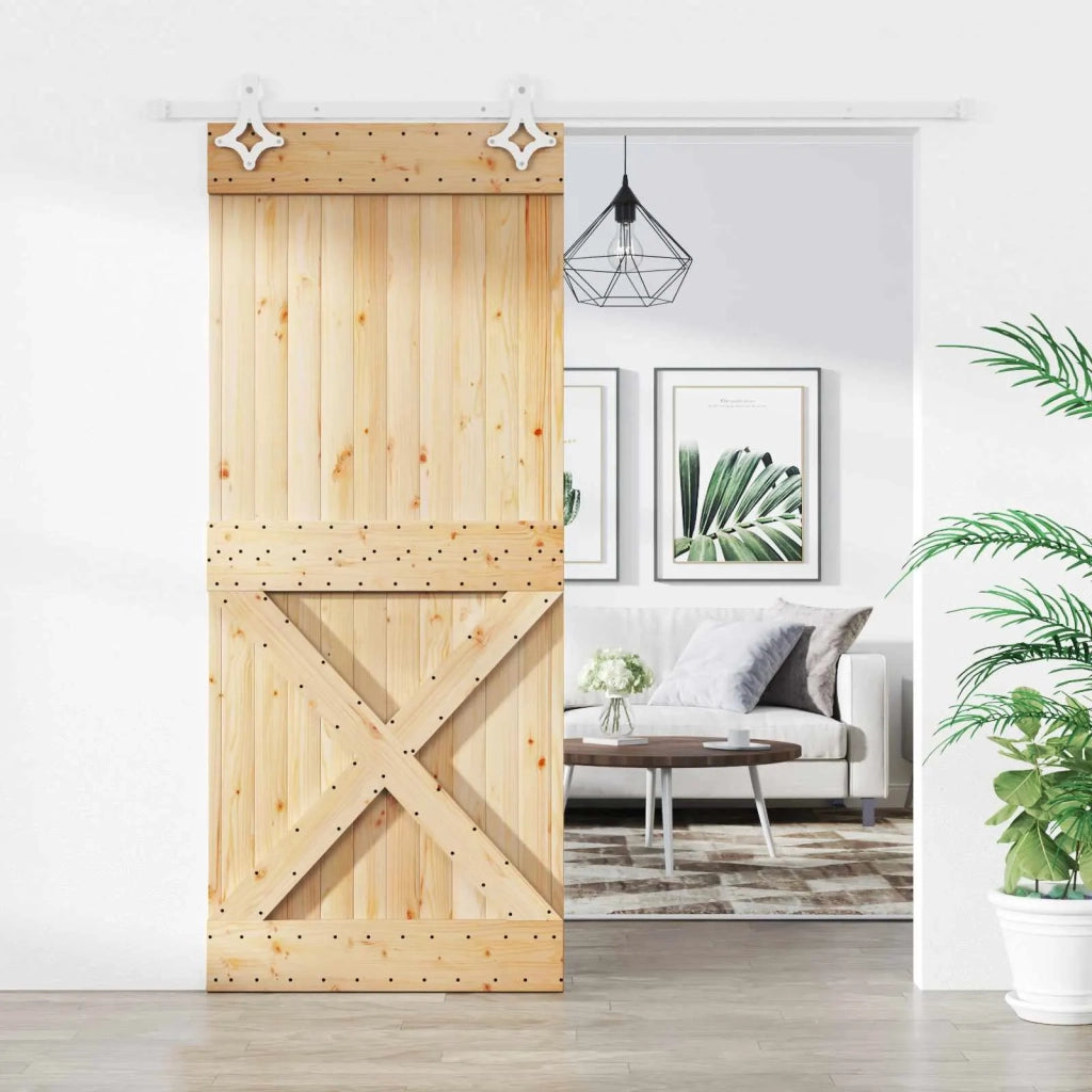 Porta scorrevole Naturale e Bianco 85 x 210 cm 3445115