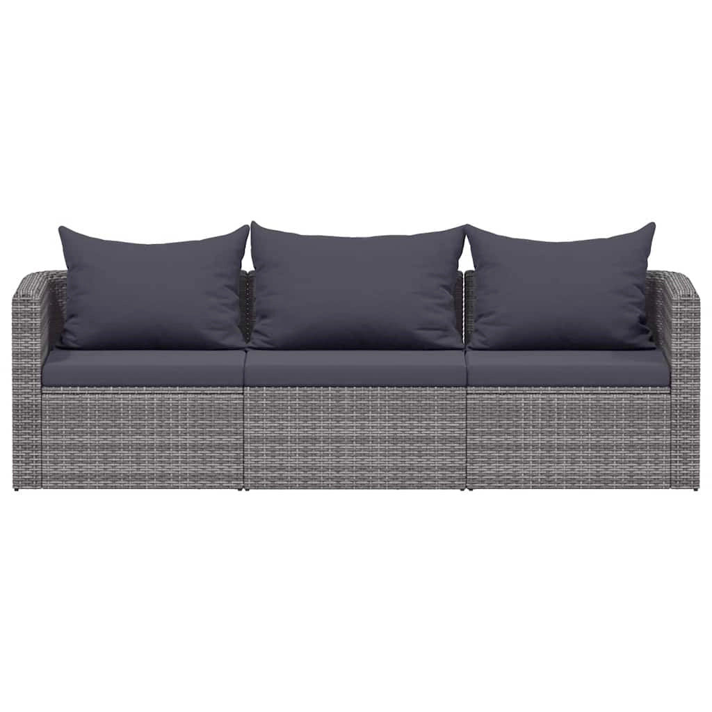 Set Divani da Giardino 3 pz con Cuscini Grigio in Polyrattancod mxl 118881