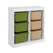 Mobile per bambini con 6 scatole colorate, verde oliva