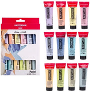 Set di vernici acriliche 12 x 20ml - Alta intensità di colore - Viscosità costante - Imballaggio ecosostenibile - Per artisti/entusiasti - 102 colori vivaci - Set di vernici