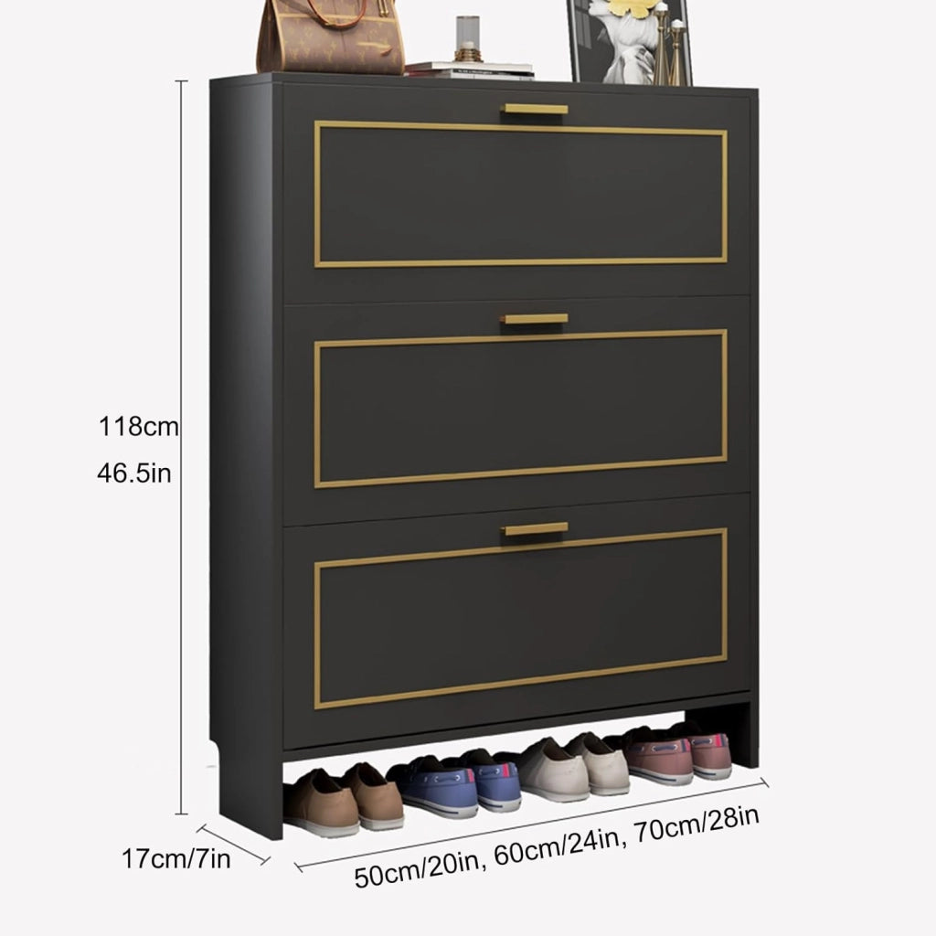 scarpiera Armadietto portascarpe - Organizer per scarpiera in Legno con 3 cassetti ribaltabili per Ingresso, corridoio, Armadio - Grigio Chiaro, 20 Pollici