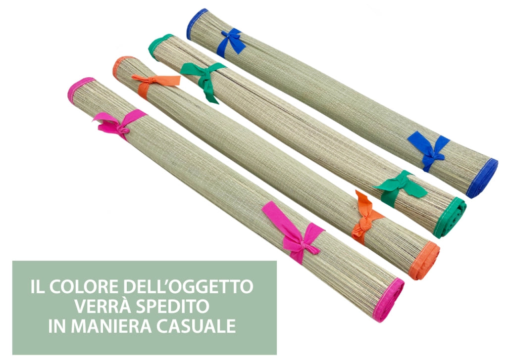 Stuoia Mare Spiaggia Richiudibile In Paglia Bordo Colorato Modello Salvador