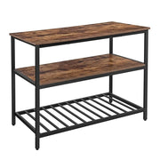 Carrello da cucina in stile industriale, collezione TAMPA, con struttura in metallo nero e piano in legno.