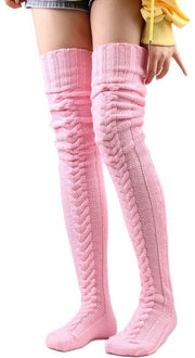 Calze da ciclista per donne - Altezza extra - Calze retrò con intreccio - Caldi per gambe ragazze - 85 cm/105 cm - Acrilico di alta qualità