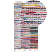 Tappeto tappetino Rag Strisce Multicolore Cotone 80 x 150 cm Rettangolare Intrecciato a Mano