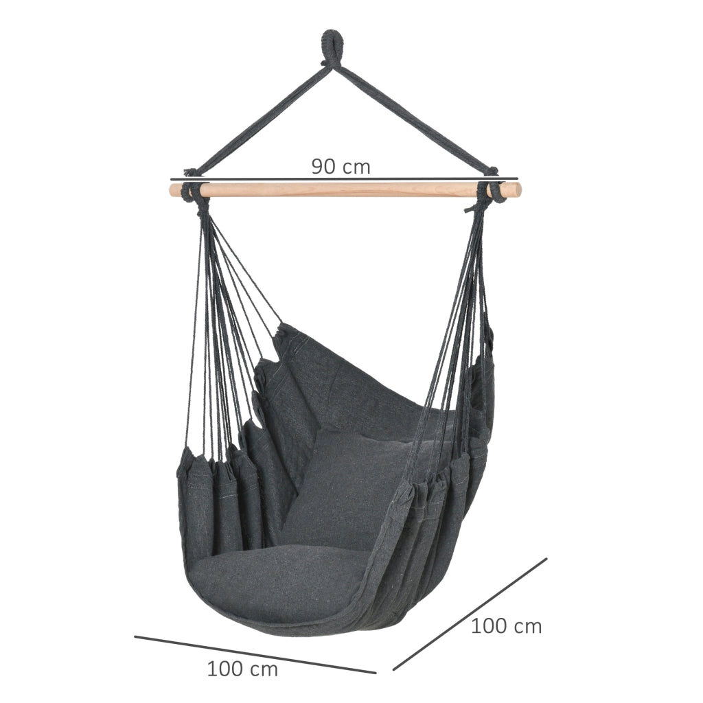 Poltrona sospesa da giardino con cuscini ¨C zephmum ¨C tessuto grigio scuro 100x80x120 cm