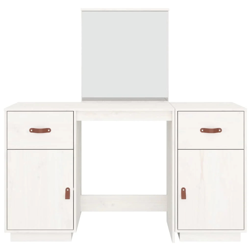 Set da toeletta con specchio 95 x 50 x 134 cm legno di pino massiccio bianco 02_0006216
