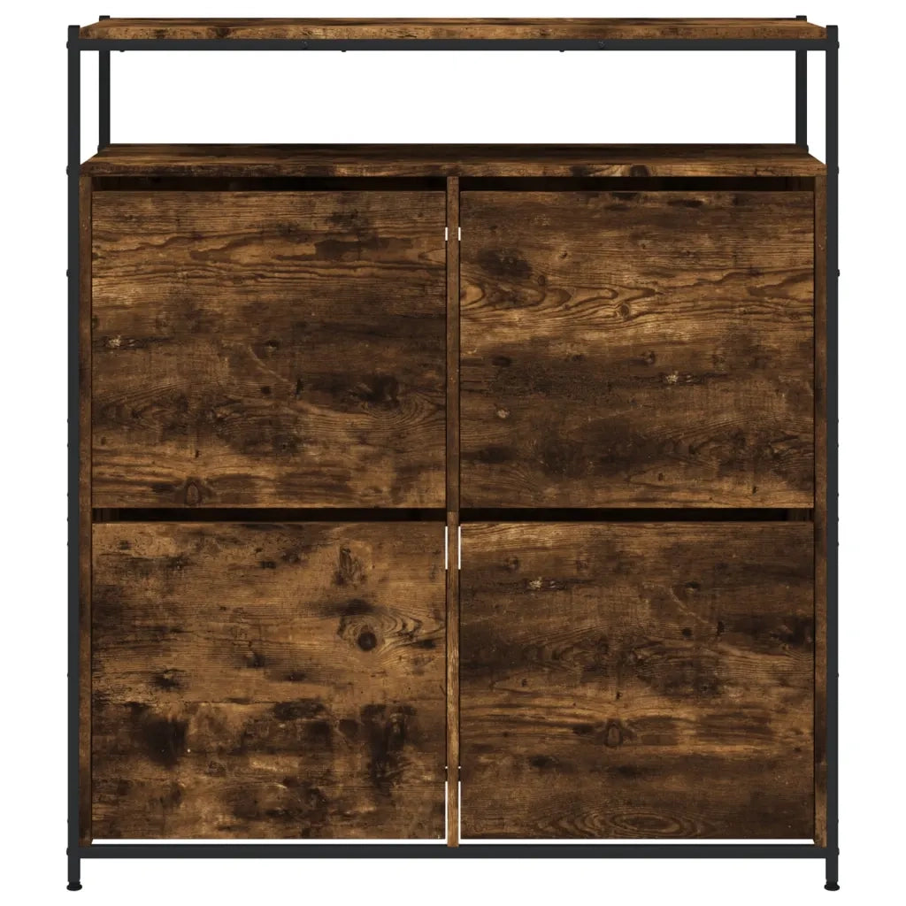 Scarpiera | Mobile per scarpe con 4 Cassetti Ribaltabili Rovere Fumo 100x34x112 cm