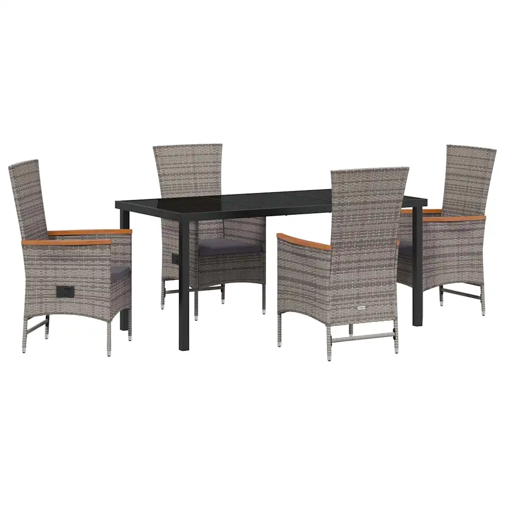 Set da Pranzo per Giardino con cuscino 5 pcs Grigio 3379439