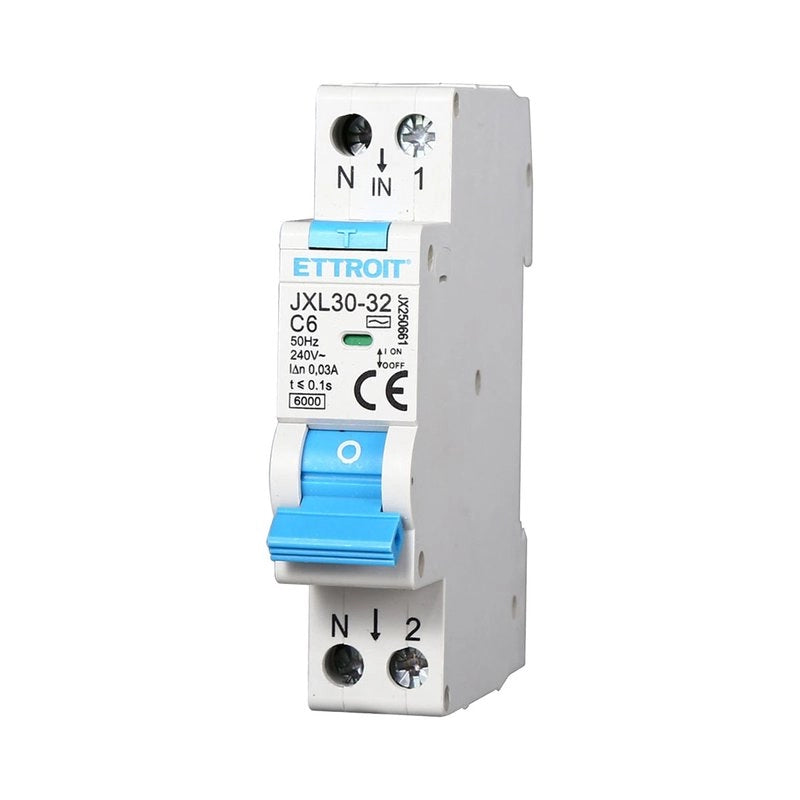 Interruttore Magnetotermico Differenziale 1P+N 6A 6KA 30mA 220V Occupa 1 Modulo DIN