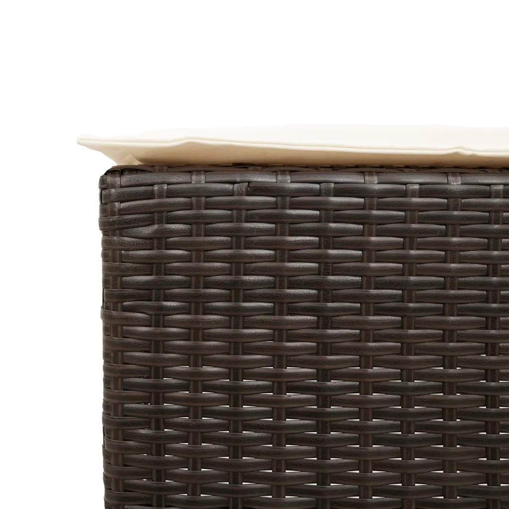 vidaXL Set Bar da Giardino 3 pz con Cuscini in Polyrattan Marrone
