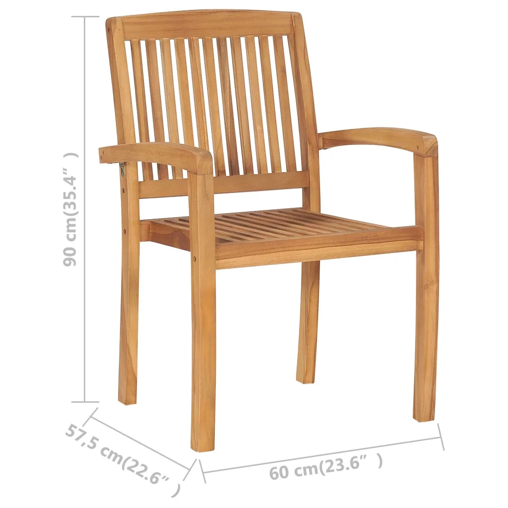 Sedie da Giardino Impilabili 2 pz in Legno Massello di Teak 49387