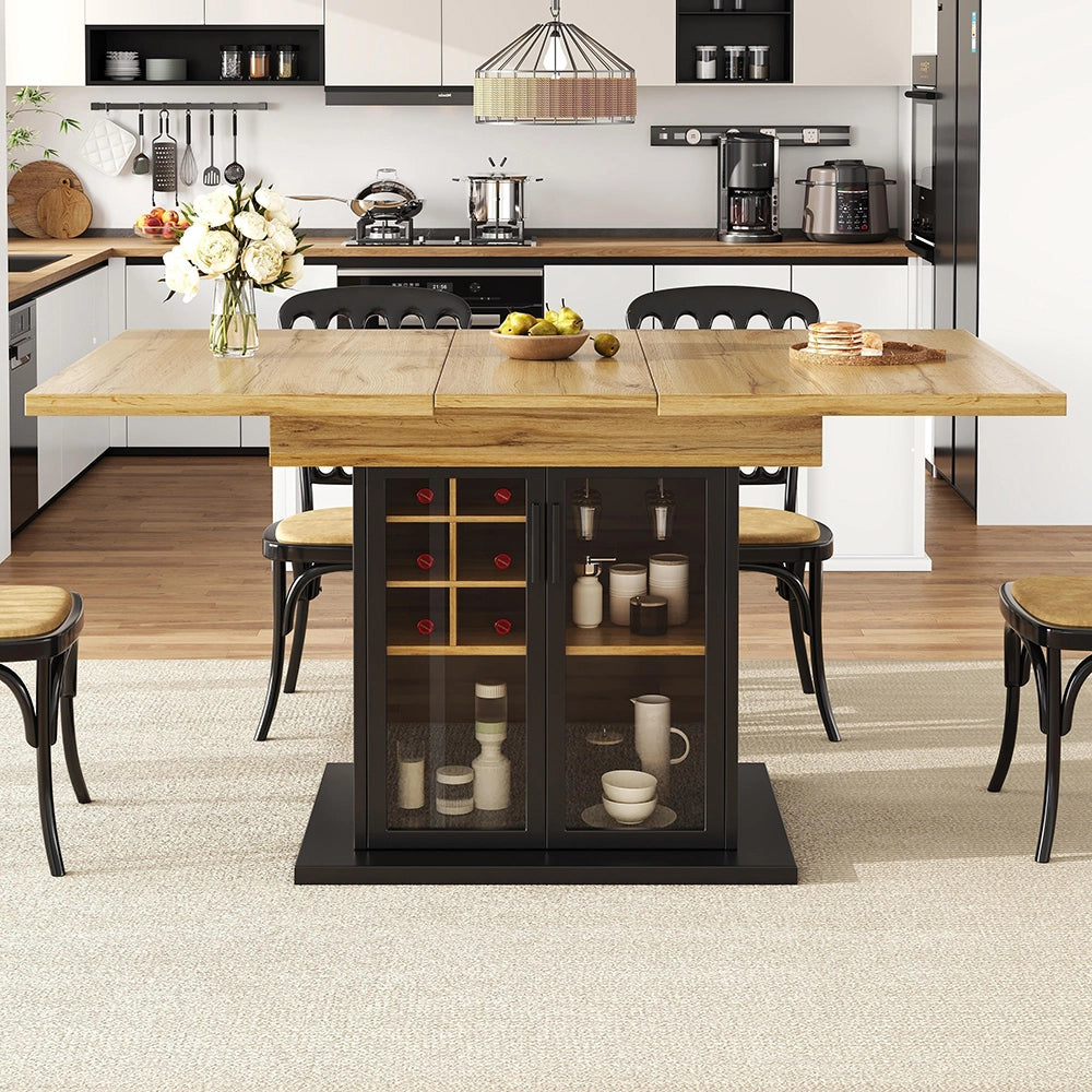 Tavolo estensibile - Xylo - 110-140x80cm con porta bottiglie vetro