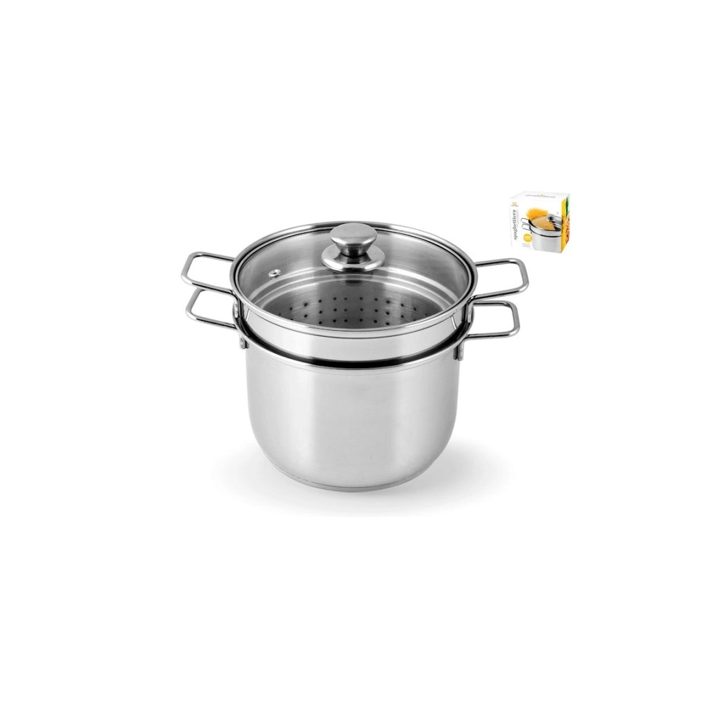 Cuocipasta in acciaio inox con cestello e coperchio in vetro Ø 24 cm