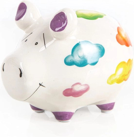 Spaarvassoio colorato con nuvole - Cassetta di risparmio ceramica per bambini - Idee regalo divertenti