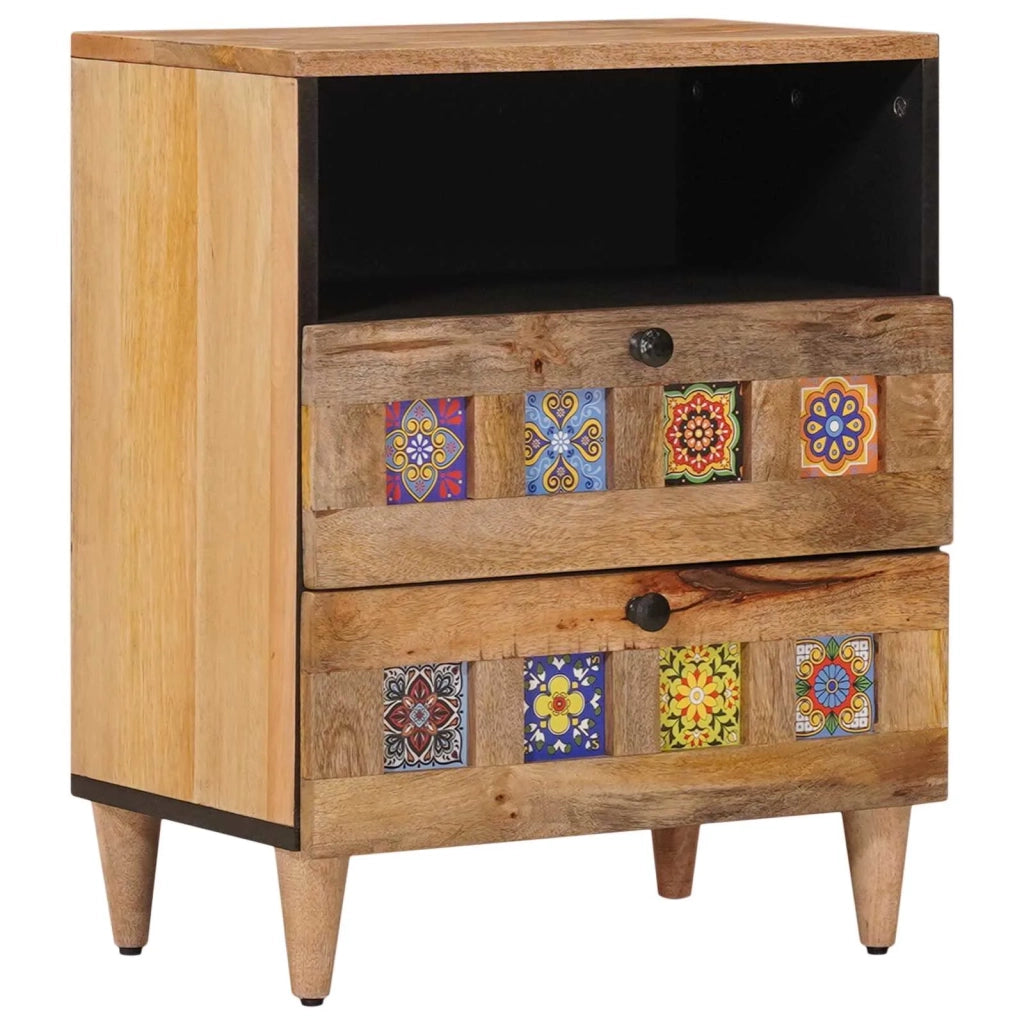 Comodino | Armadio da Notte | Mobiletto da notte con cassetto Naturale 50 x 33 x 62 cm