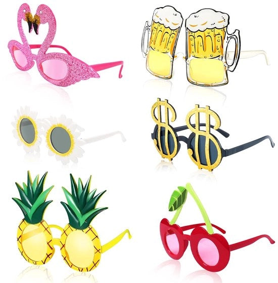 Accessori per Festa - Bracciale da Festa con 6 Diversi Occhiali in Stile Luau - Leggero e Riciclabile - Accessori per Feste Estive - Ideale per i Compleanni - Accessori da Festa