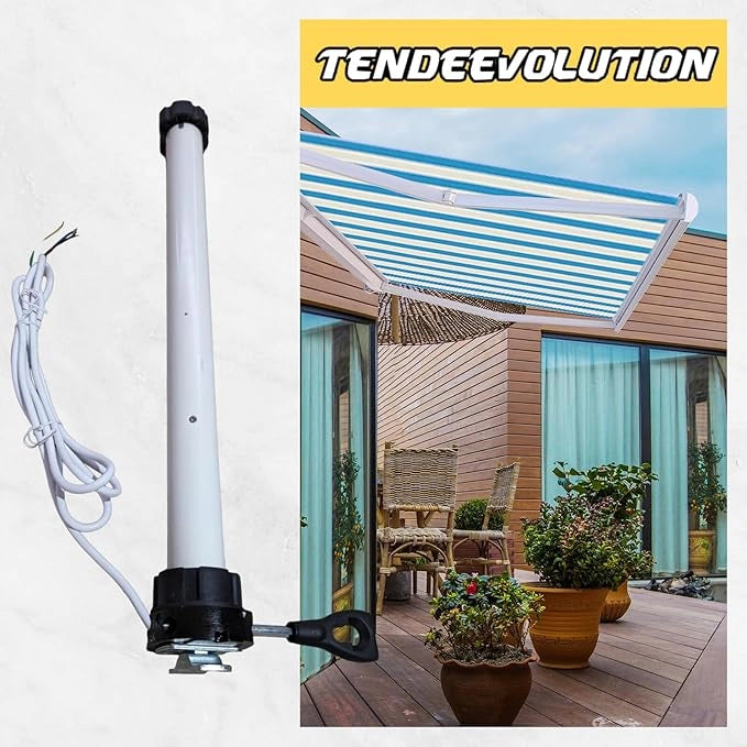 Motore Elettrico Professionale con Asta di Soccorso per Tapparelle e Tende da Sole - 100 Kg/50 Nm - Silenzioso - Adatto per Rullo Ø63 mm