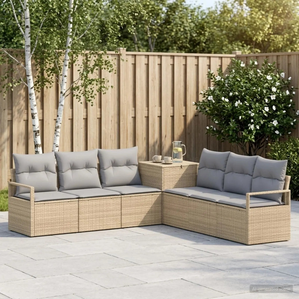 Set di divani 7 pz Beige e Grigio Chiaro 3448729