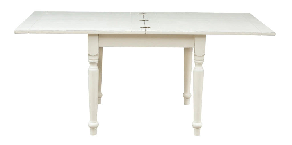 Biscottini Tavolo allungabile Country in legno massello di tiglio finitura bianca anticata L90xPR90xH80 cm. Made in Italy