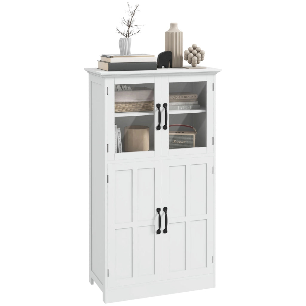 Armadio cucina con ante in vetro e ripiani ¨C zephmum ¨C bianco 80x40x180