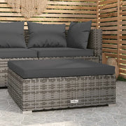 Sedia da giardino-Poggiapiedi Giardino con Cuscino Grigio 70x70x30 cm Polyrattan 610133