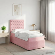 Letto Box Spring LED con Materasso Rosa 80 x 200 cm Velluto 3455956