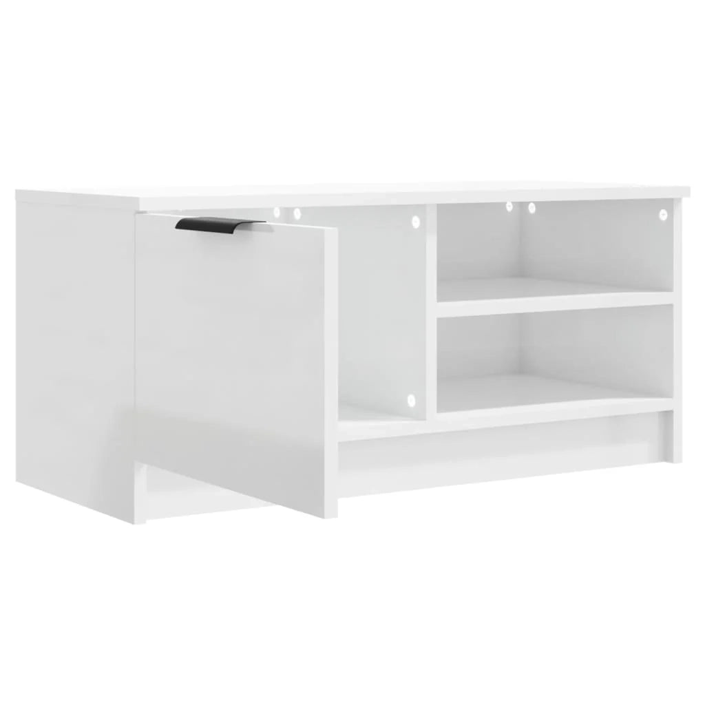 Mobile TV multimediale mensola TV credenza TV sala da pranzo soggiorno camera da letto finitura lucida 80 x 35 x 36,5 cm legno ingegnerizzato bianco 02_0027076