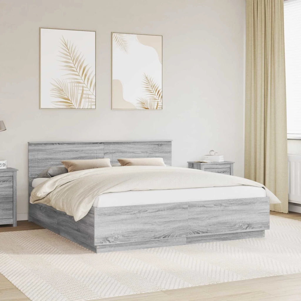 Struttura del letto con testiera Grigio Sonoma 200 x 200 cm 3408045