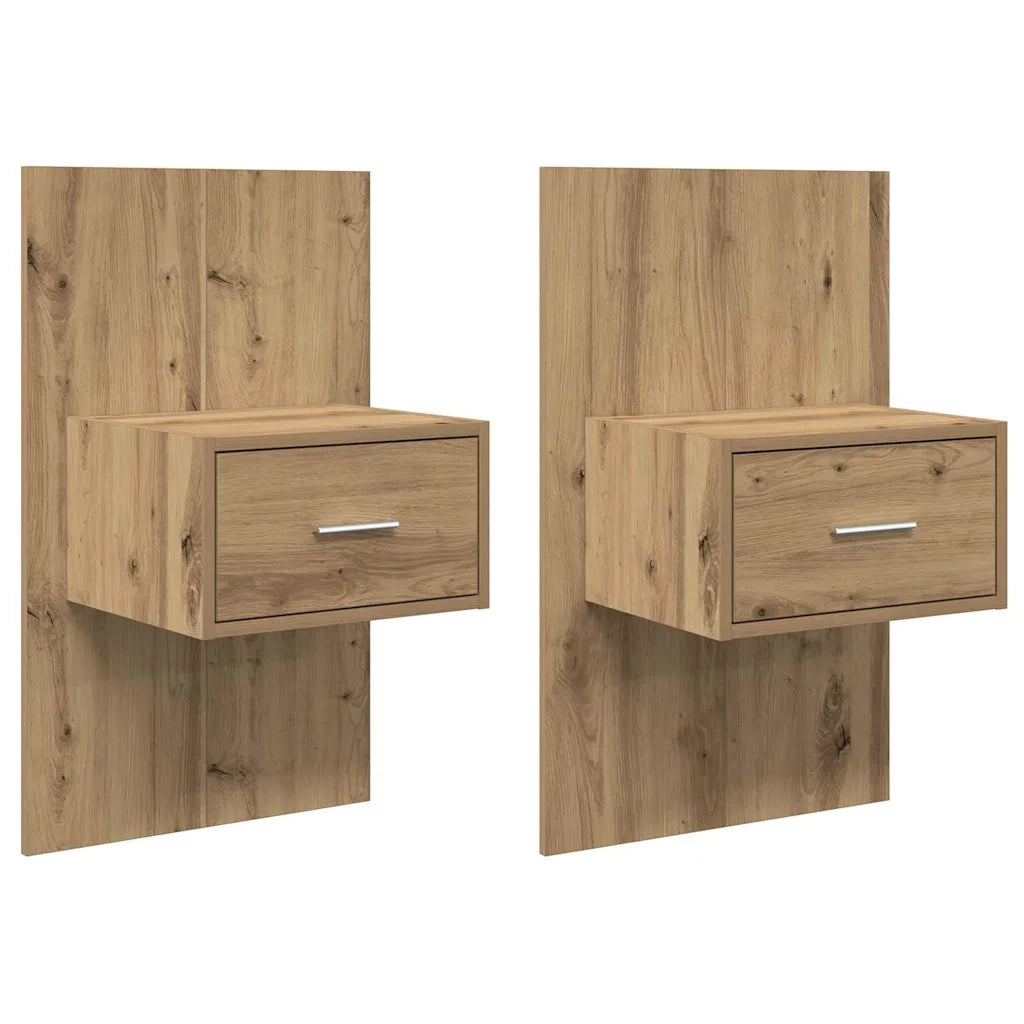 Armadio da Notte 2 pcs Rovere artigianale 50 x 32,5 x 80cm
