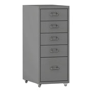Cassettiera per ufficio mobile portadocumenti raccoglitori e materiale per ufficio su ruote con 5 cassetti 69 x 28 x 41 cm grigio 03_0006329