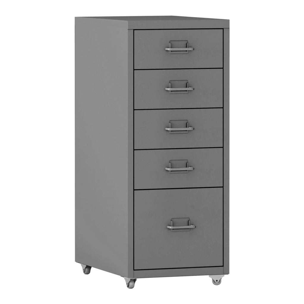 Cassettiera per ufficio mobile portadocumenti raccoglitori e materiale per ufficio su ruote con 5 cassetti 69 x 28 x 41 cm grigio 03_0006329