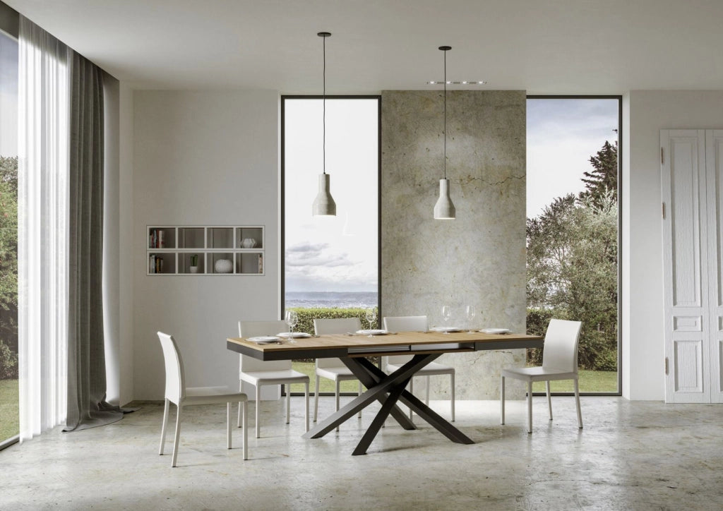 Tavolo allungabile 90x160/264 cm Volta Evolution Quercia Natura telaio Antracite